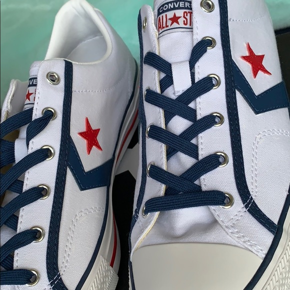 CONVERSE STAR PLAYER OX WHITE/NAVY/GUM RED MEN’S - Picture 9 of 16